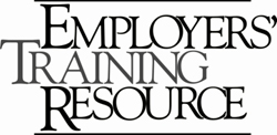 A black and white image of the words " employee training resource ".