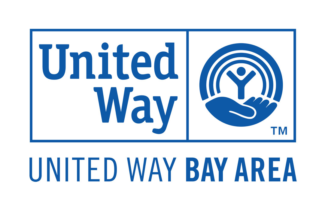 A blue and white logo for united way bay area.