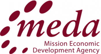 A red and white logo for the mission eco-development association.